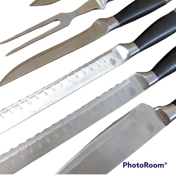 Gourmet Traditions Kitchen Knife Set with Carrying Case Black Handles - Picture 4 of 13